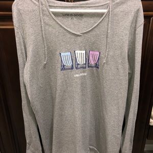 Life Is Good Long Sleeve hooded tshirt